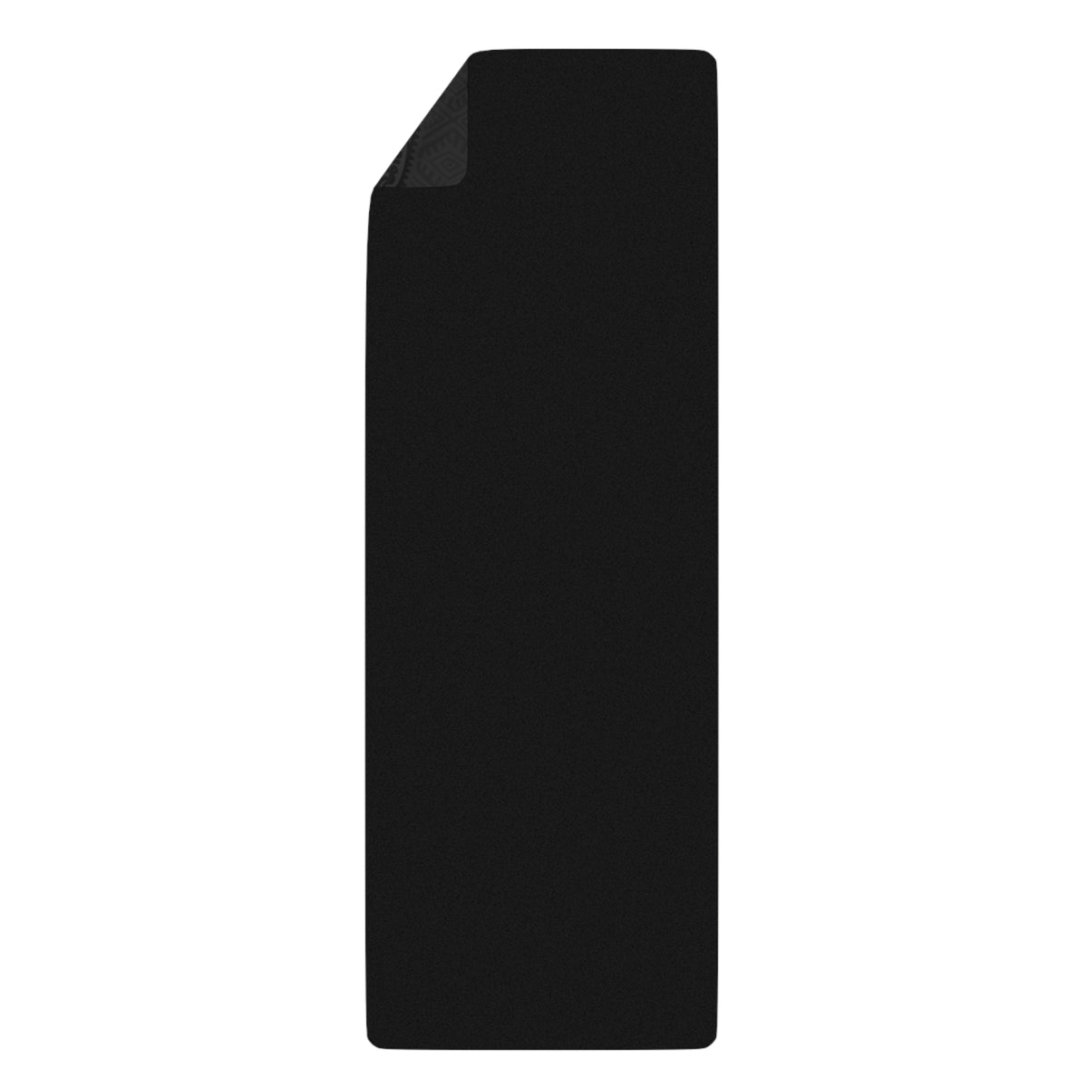 Back of the Colombian Dreams black yoga mat with one corner turned to show the patterned top